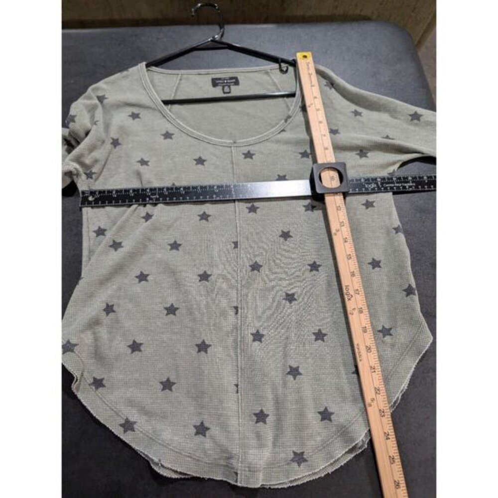Lucky Brand Women's Shirt Slub Waffle Thermal Scoop Neck Top Stars Size Small